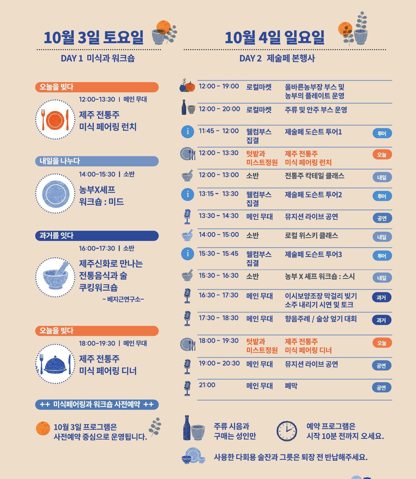 2026 제5회 제주한잔 우리술 페스티벌 일정표